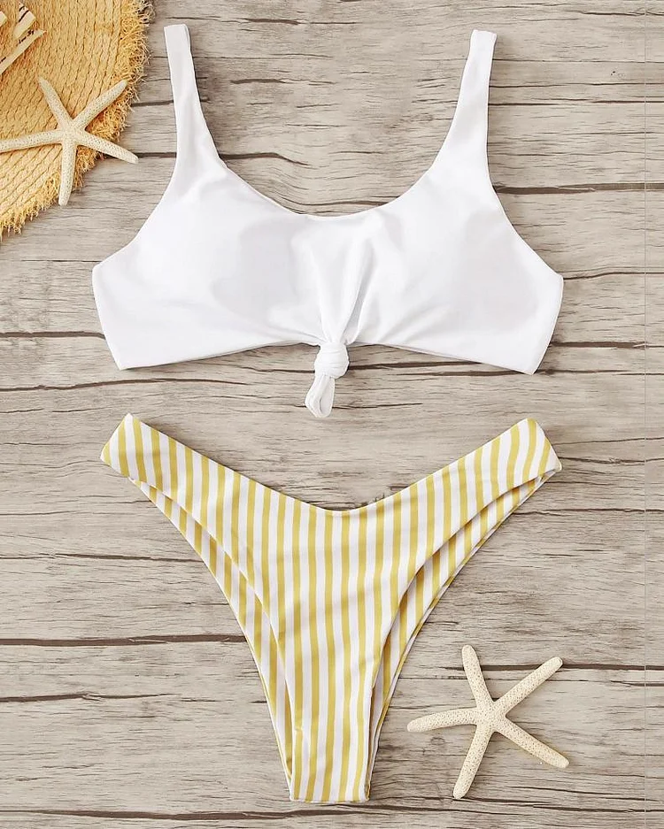 Striped Print Bikini Set