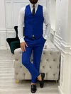 Lambrusco Blue Slim Fit Peak Lapel Striped Suit