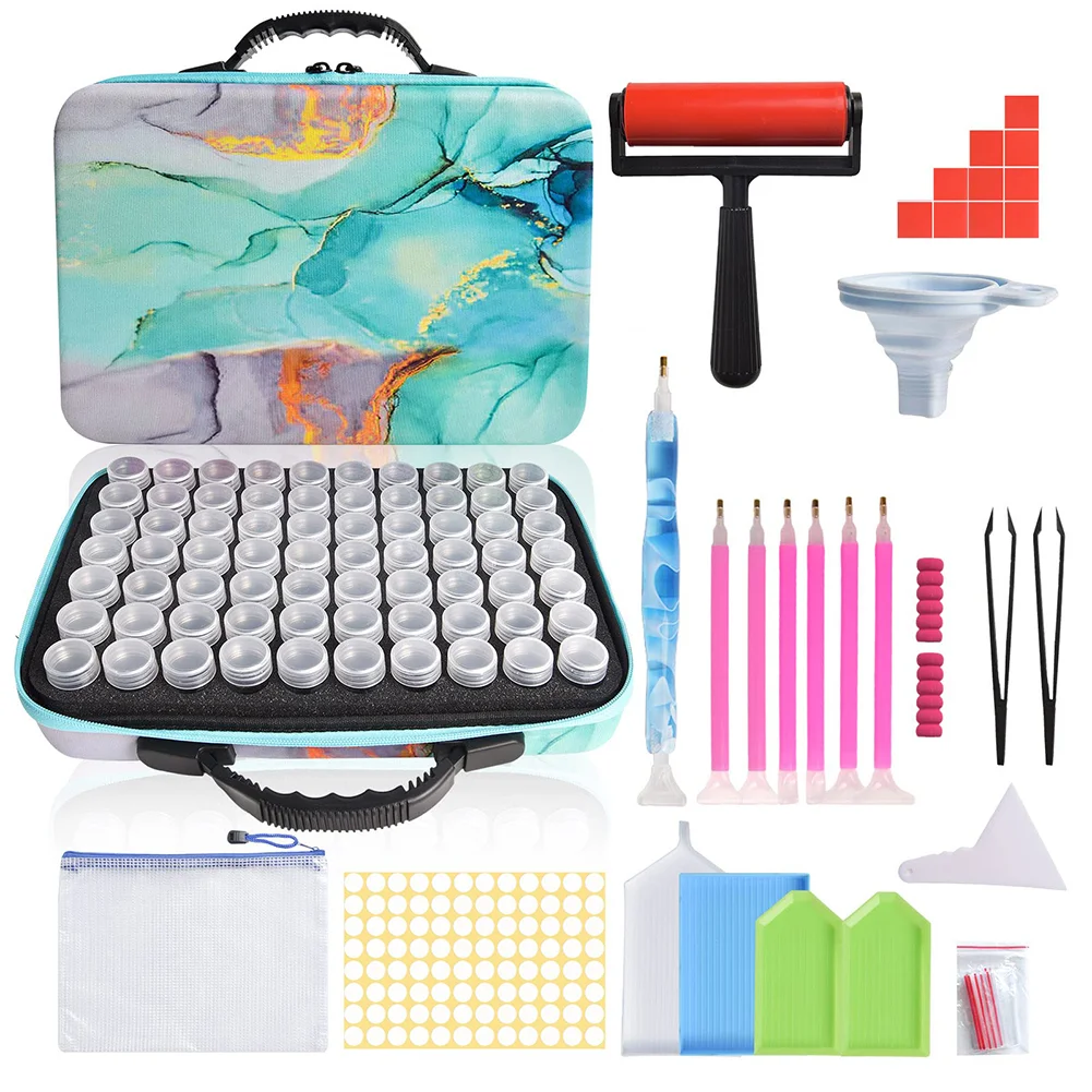 70 Slots Portable 5D Diamond Painting Carrying Bag with Tools for DIY Art Craft