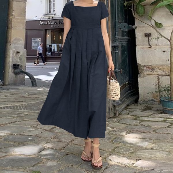 Women Summer Short Sleeved Oversized Baggy Long Dress Solid Dresses - Shop Trendy Women's Clothing | LoverChic