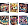 6PCS Diamond Painting New Year Greeting Cards Postcards with Envelopes