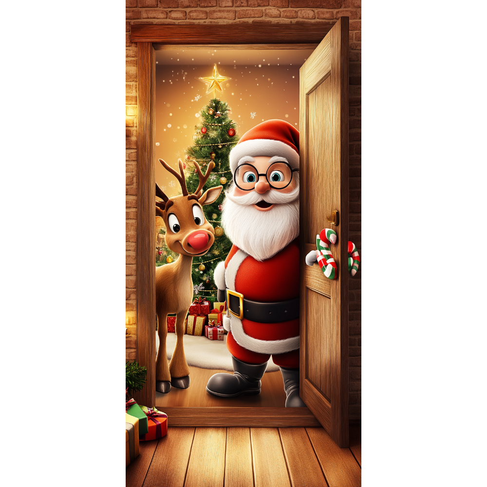 Tegooe Christmas Fabric Door Cover Banner Merry Xmas Photo Booth Backdrop for IndoorOutdoor Holiday Decor
