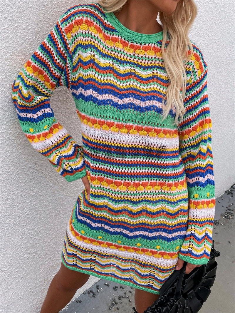 Elegant Multi Color Crochet Knitted Hollow Out Knitwear