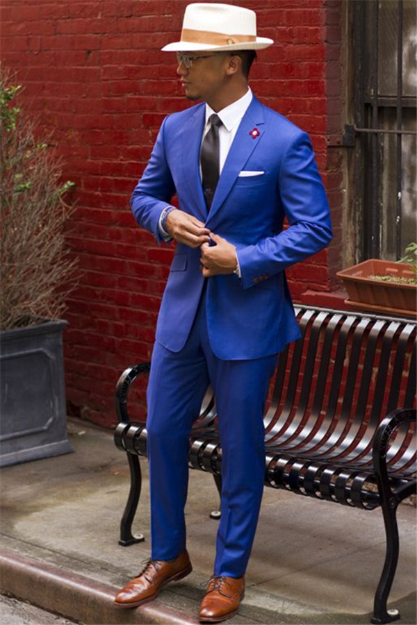 Hot Selling Royal Blue With Notched Lapel Reception Prom Suit For Man - lulusllly