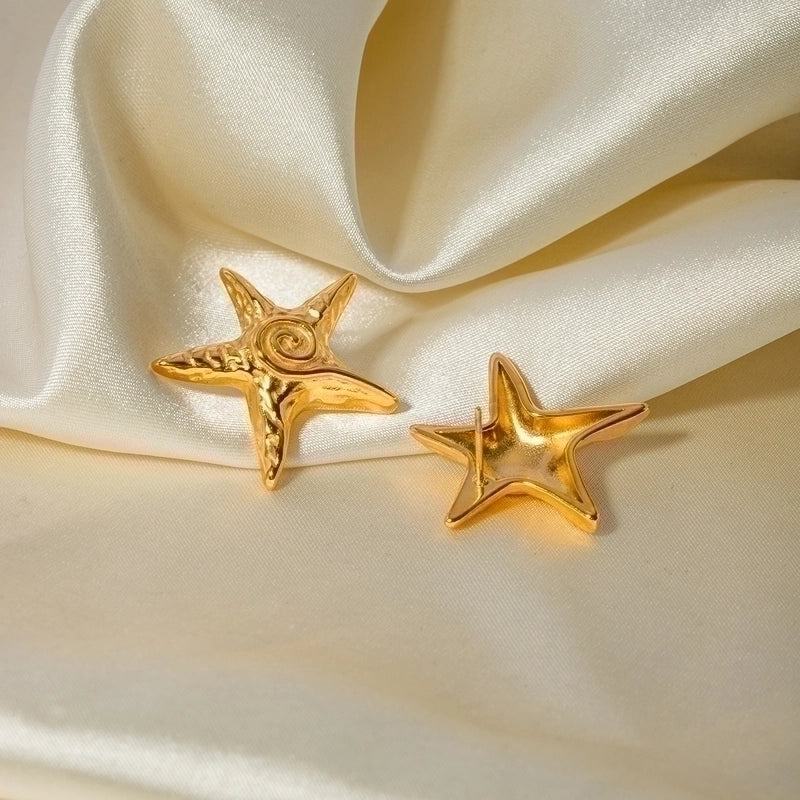 1 Pair IG Style Beach Pentagram 316 Stainless Steel  Titanium Steel 18K Gold Plated Ear Studs