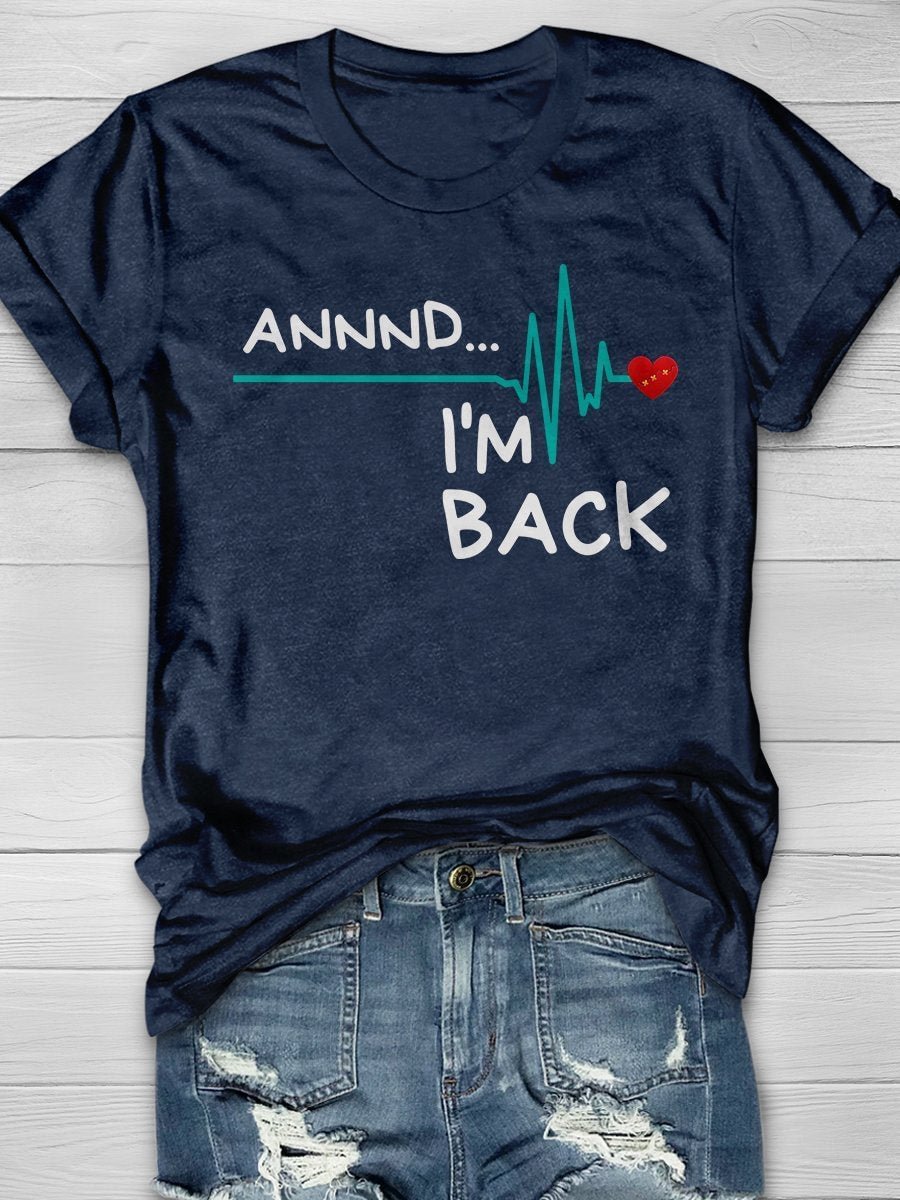 Funny Nurse Electrocardiogram Print Short Sleeve T-shirt