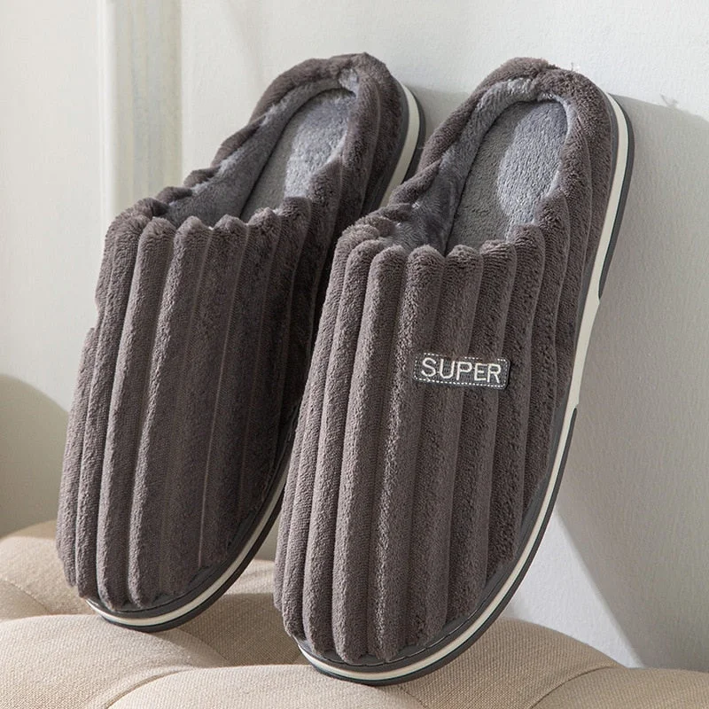 Size 47 48 49 50 Large Size Men's Cotton Slippers for Autumn Winter Extra Large Plus Size Home Warm Thick-soled Indoor Slippers
