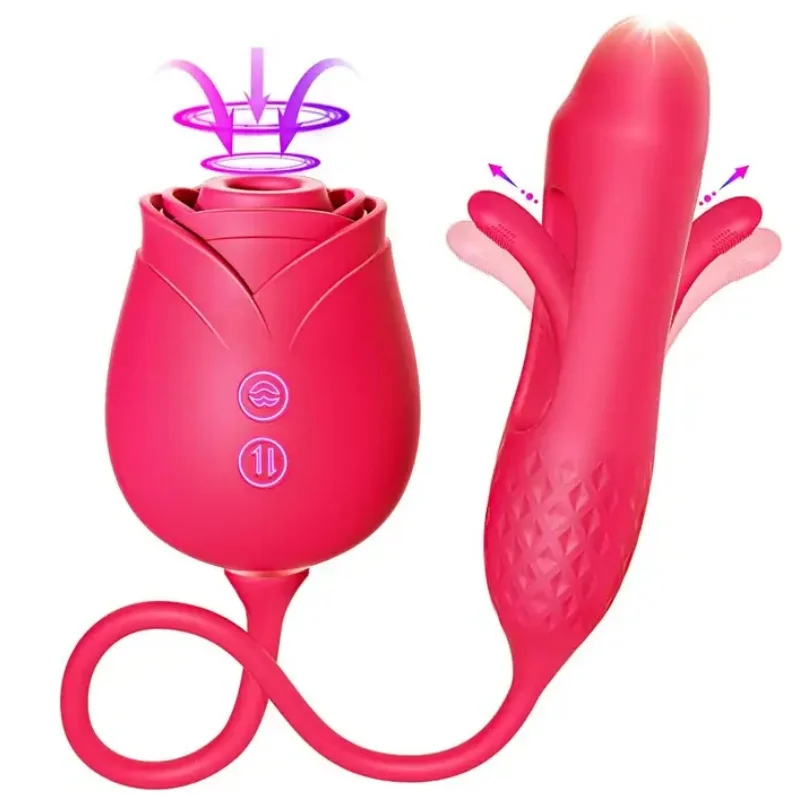 Molly Upgraded Rose Clitoral Sucker & Flapping Dildo Vibrator