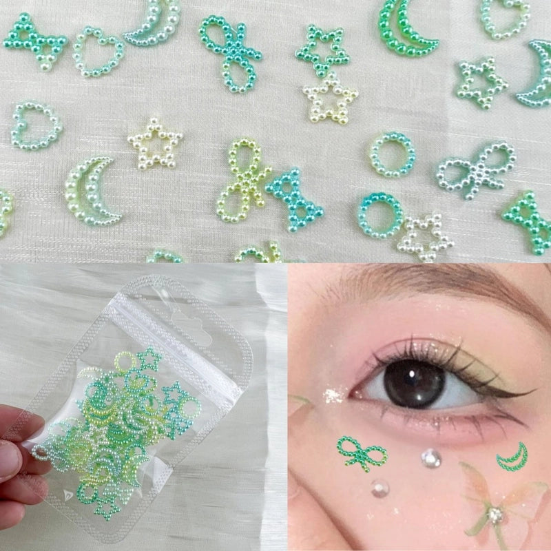 Lolita Makeup Face Modeling White Small Pearl Patch Eye Tail Patch Eye Decoration Bow Star Love Eye Makeup