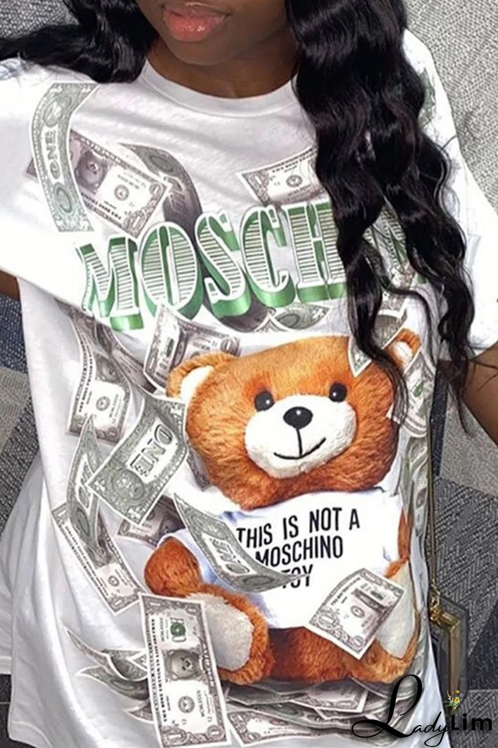 White Fashion Casual Print Basic O Neck T-Shirts