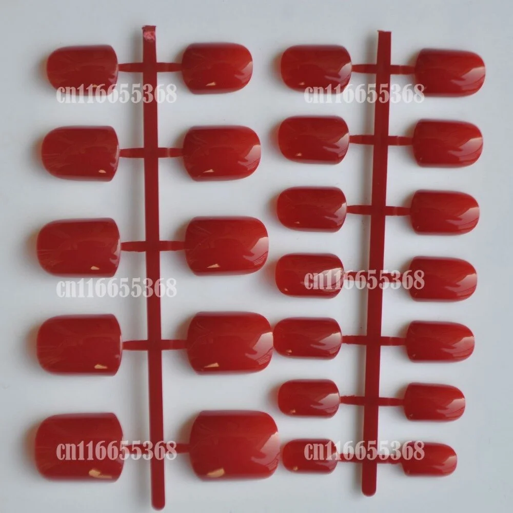 24pcs Shiny Deep Red Fashion Candy Women False Nails Sparkly Nail Art Full Wrap Tips Hand Nails Salon Product Wholesale No.156-Nail Inspo