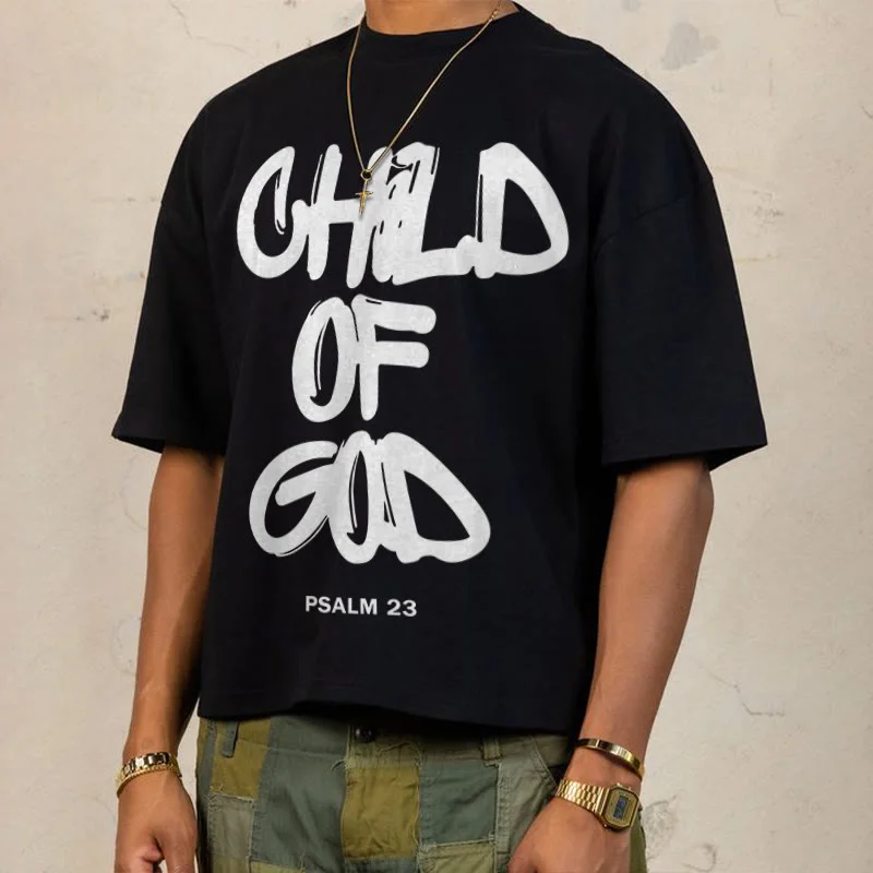 Outletsltd 100% Cotton™️ Child Of God Print Causal T-shirt