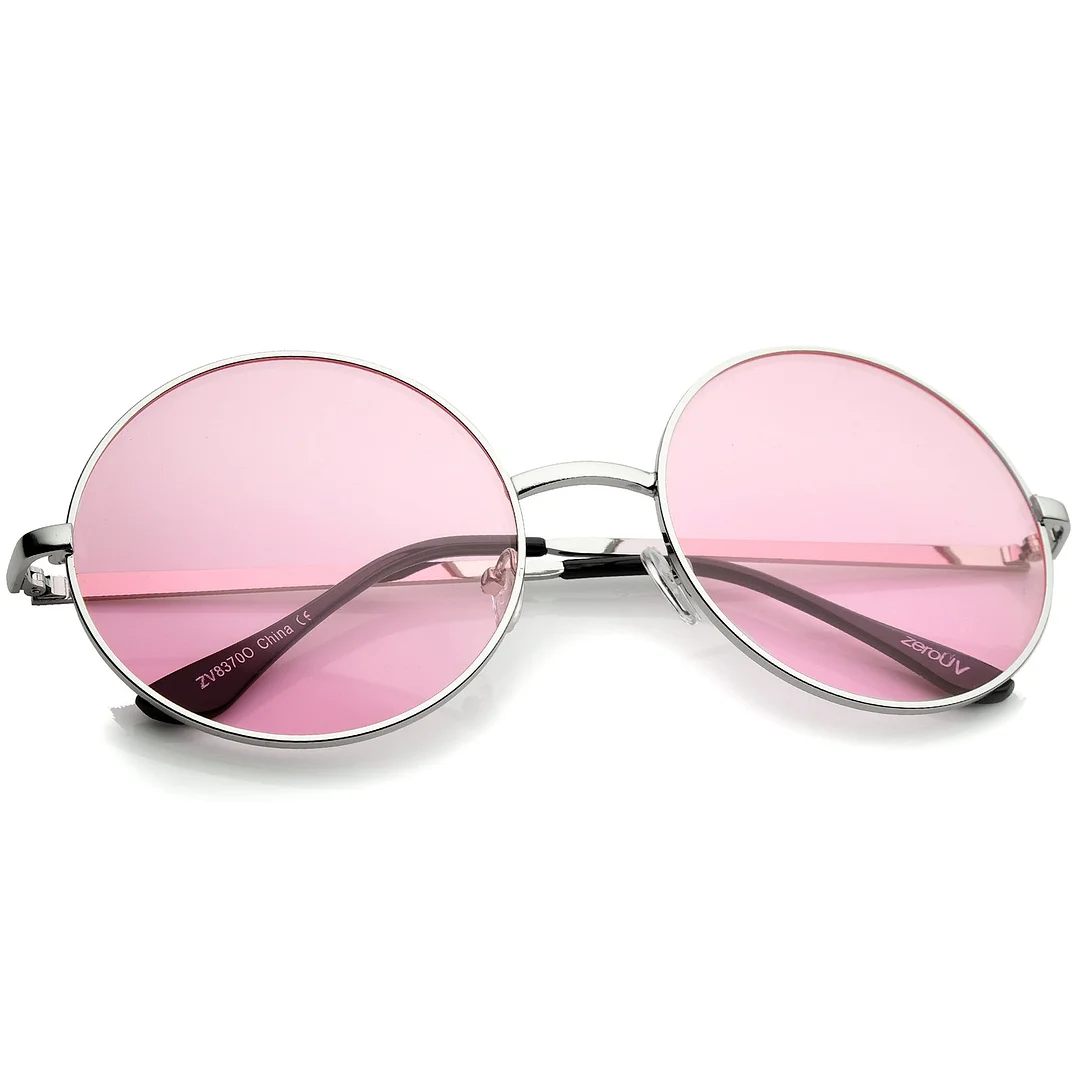 Super Oversize Slim Temple Colorful Lens Round glasses 61mm
