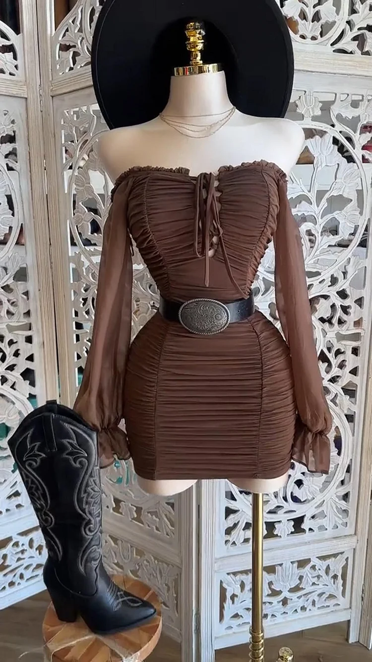 Dark Brown Strapless Dress