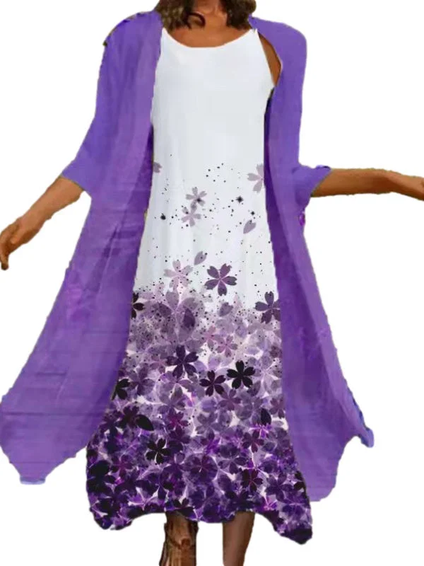 Women Sleeveless Scoop Neck Floral Printed Maxi Dress
