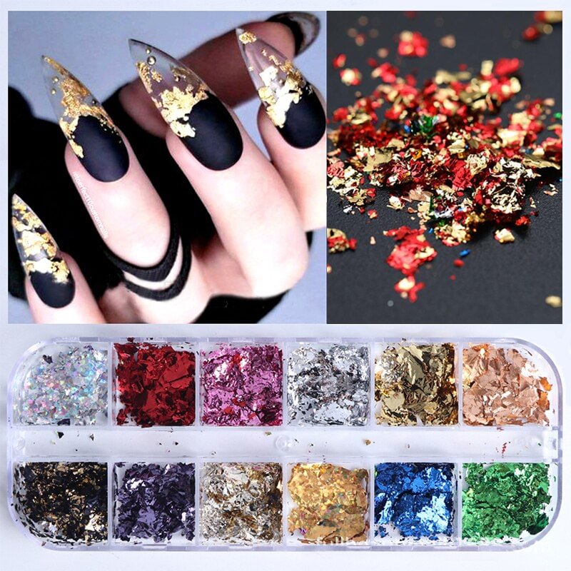 Agreedl Gold Silver Foil Colorful Bronze Stickers Nail Art Metal Foil Full Cover Nails Transfer Paper Decoration DIY Design