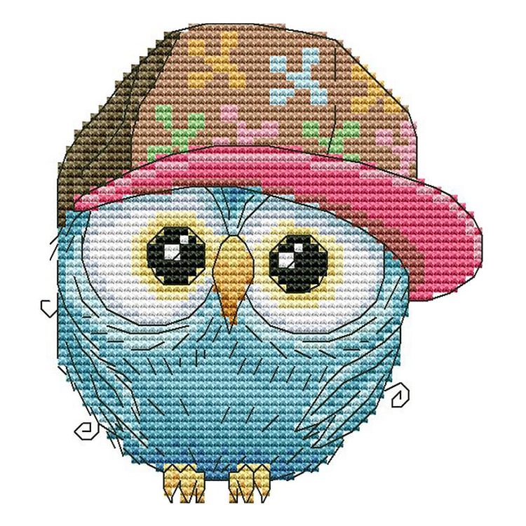 Joy Sunday - Owl - 14CT 2 Strands Threads Printed Cross Stitch Kit - 16x15cm(Canvas)