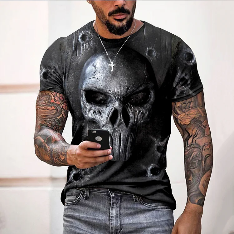 Wearshes Viking Punisher Skull 3d Art Printed T-Shirt