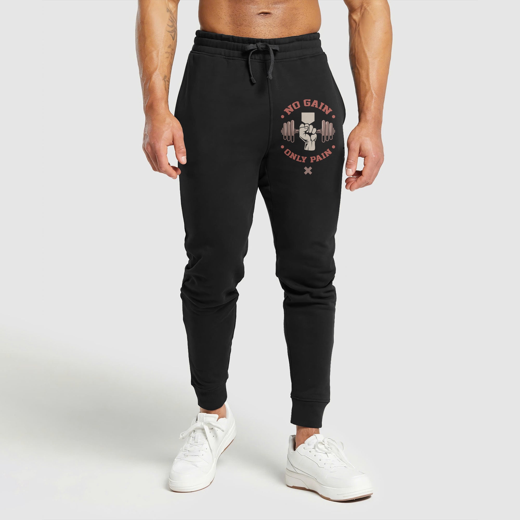 NO PAIN ONLY GAIN Graphic Print Performance Sweatpants
