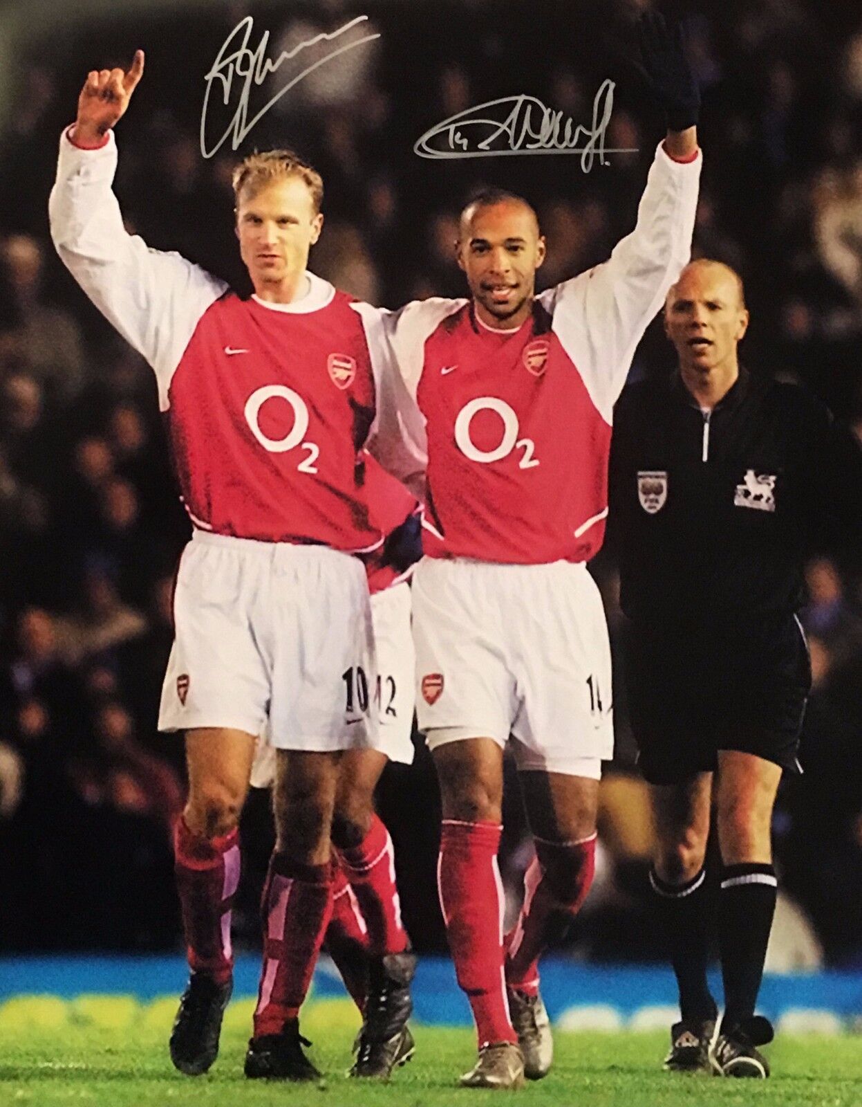 HENRY & BERGKAMP DUAL SIGNED ARSENAL 16 x 12