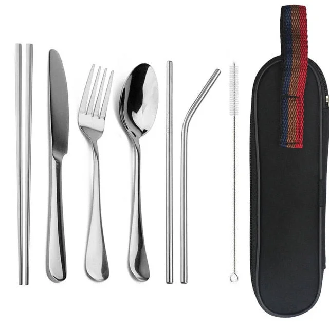Eco-Friendly Cutlery Set Reusable Flatware with Portable Case