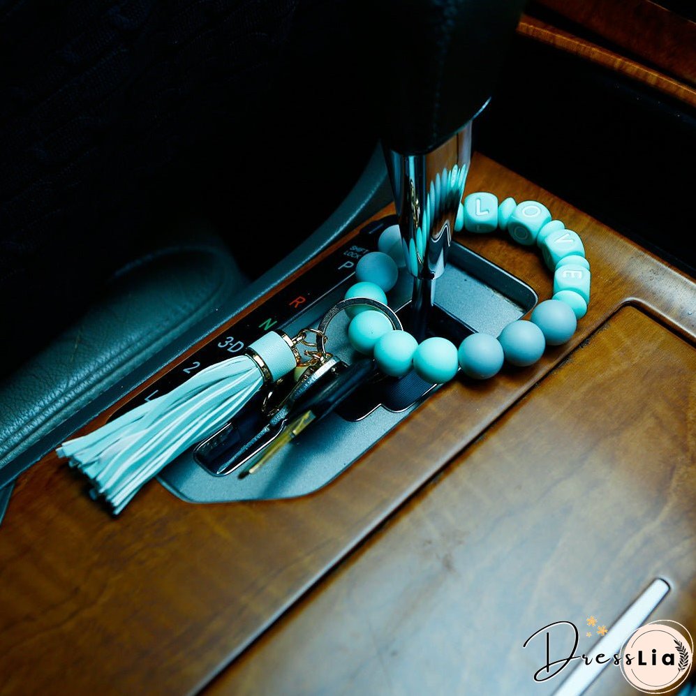 Paziye Card Holder Key Ring Silicone Bead Bracelet Key Chain