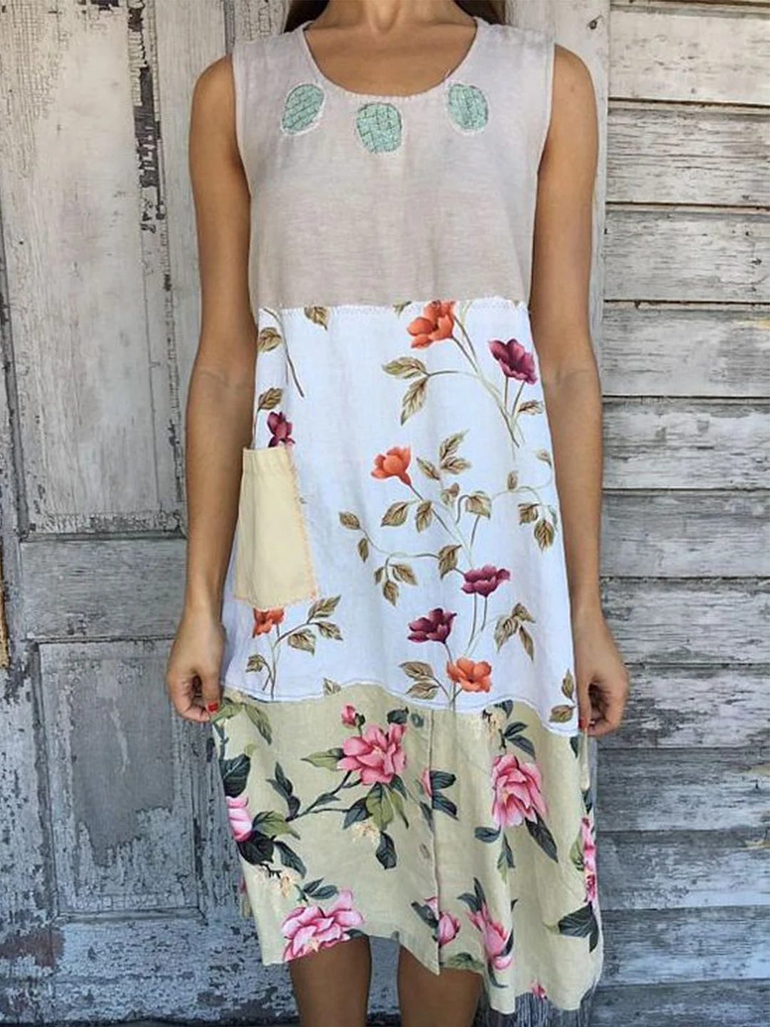 Sleeveless Floral-Print Casual Dresses