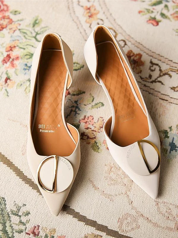 Fashion stiletto pointed toe side hollow buckle high-heeled shoes