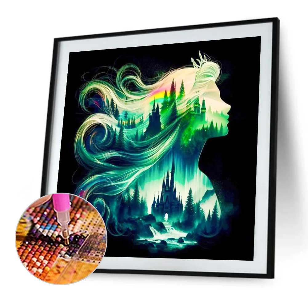 Diamond Painting - Full Square Drill - Princess Forest Silhouette(Canvas|35*35cm)