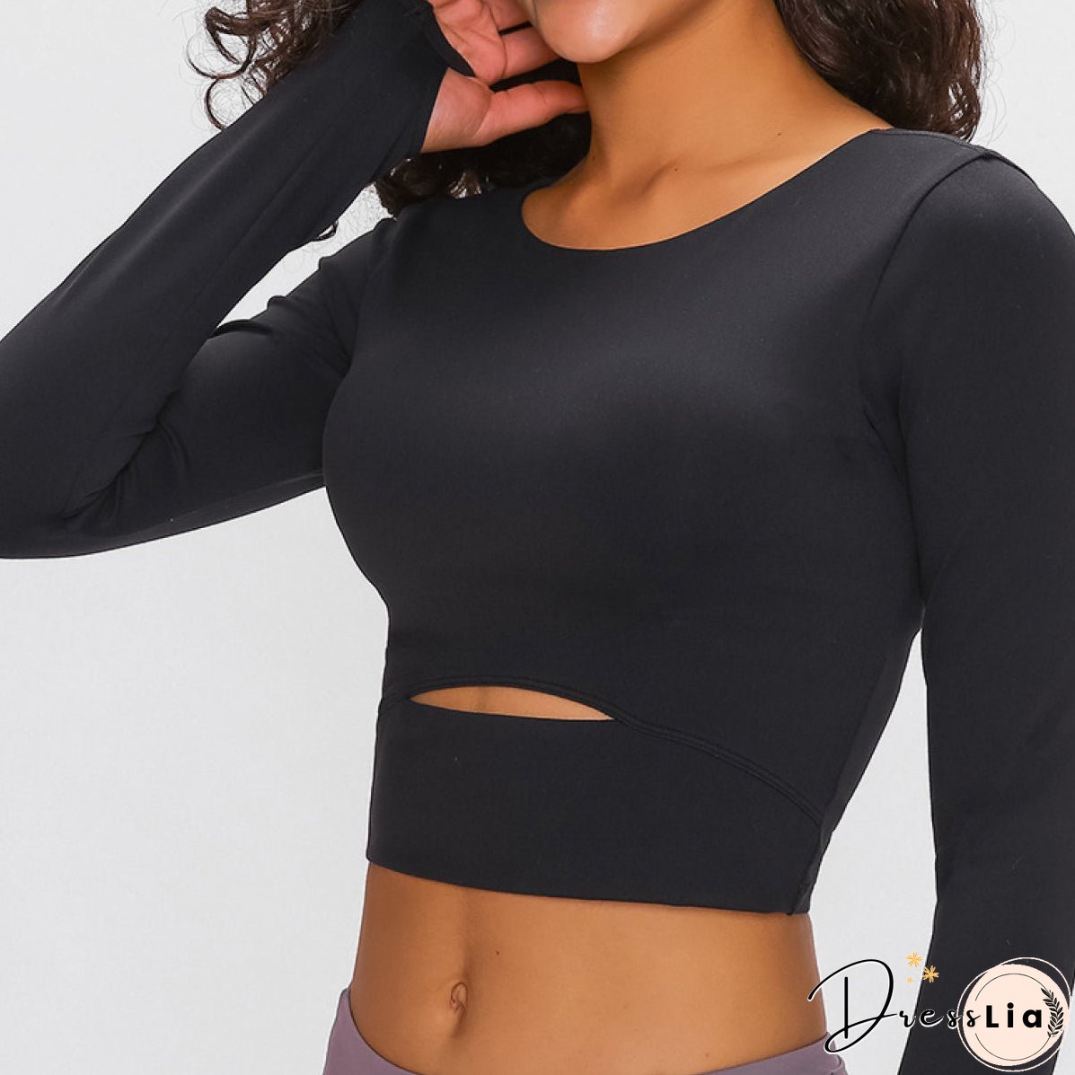 Long Sleeve Cropped Top With Sports Strap