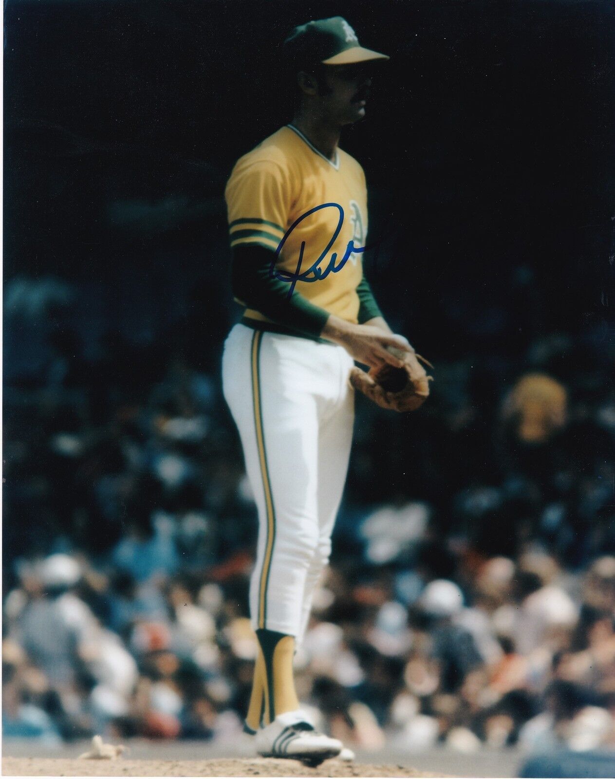 RICK LANGFORD OAKLAND A'S ACTION SIGNED 8x10