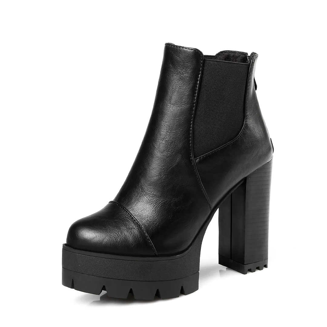 Tanguoant Tanguoant High Heel Plus Size Waterproof Martens Fall Winter Women's Boots Back Zip 05-3