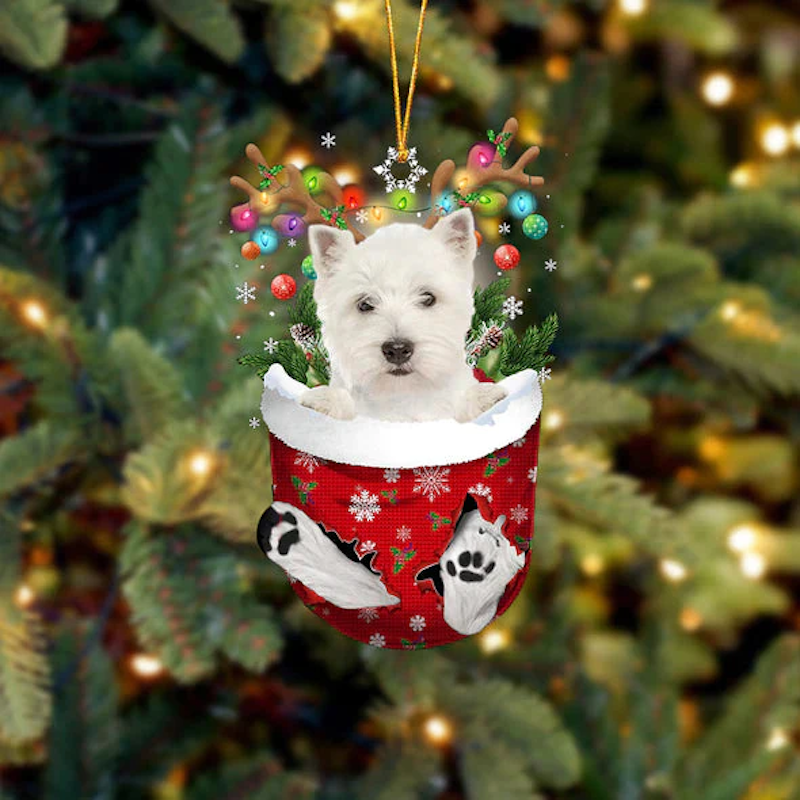 VigorDaily West Highland White Terrier In Snow Pocket Christmas Ornament SP102