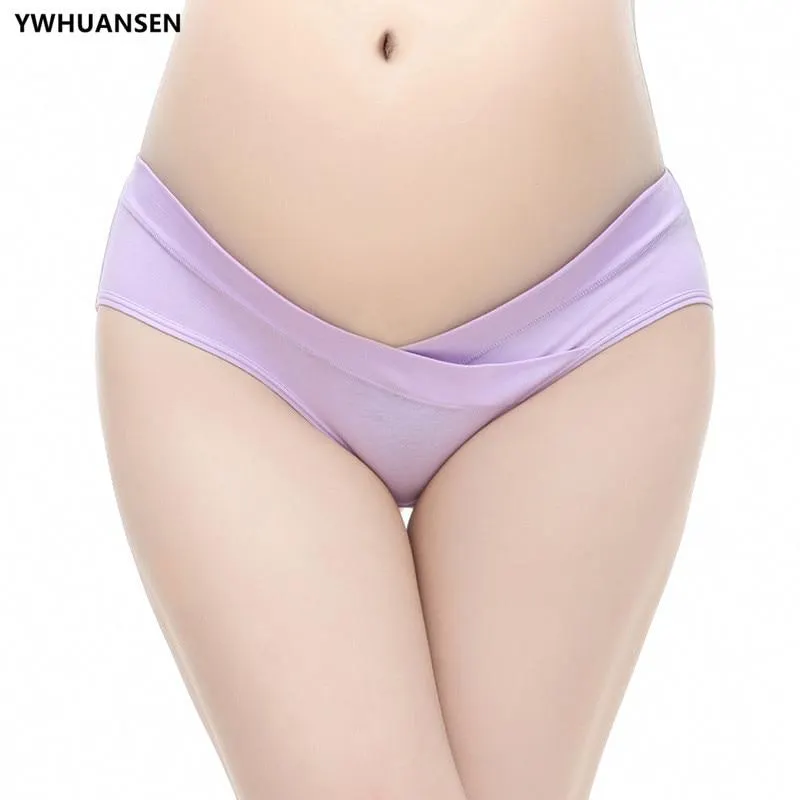 YWHUANSEN Cotton Maternity Pregnant Underwear Postpartum Mother Under Bump Panties V-Shaped Soft Belly Support Panty Breathable
