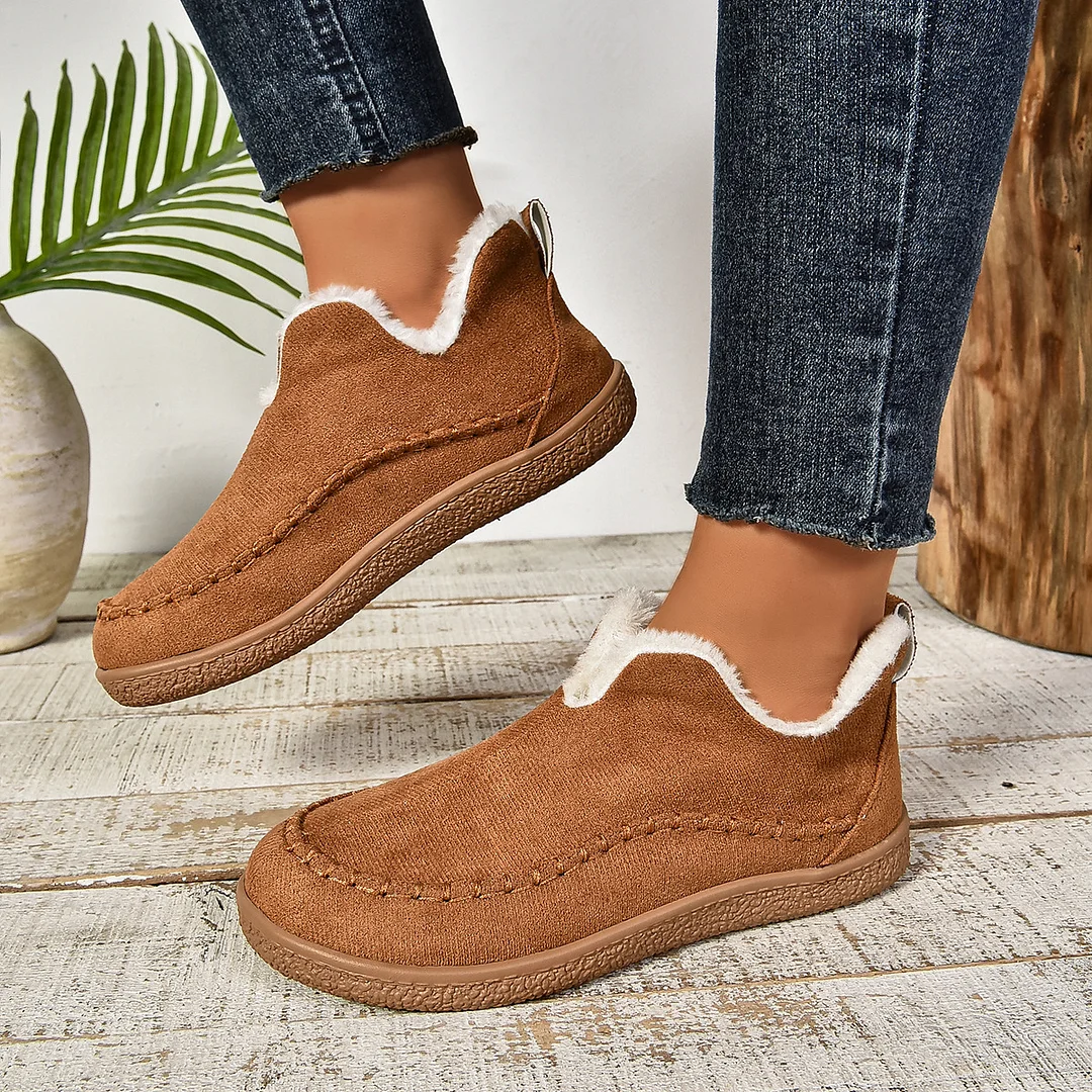 Breakj Breakj The Winter Of 2025, The New Women's Warm Cotton Shoes Are Warm And Cotton Shoes Are Pure Color And Velvet And Thicken To Keep Warm.