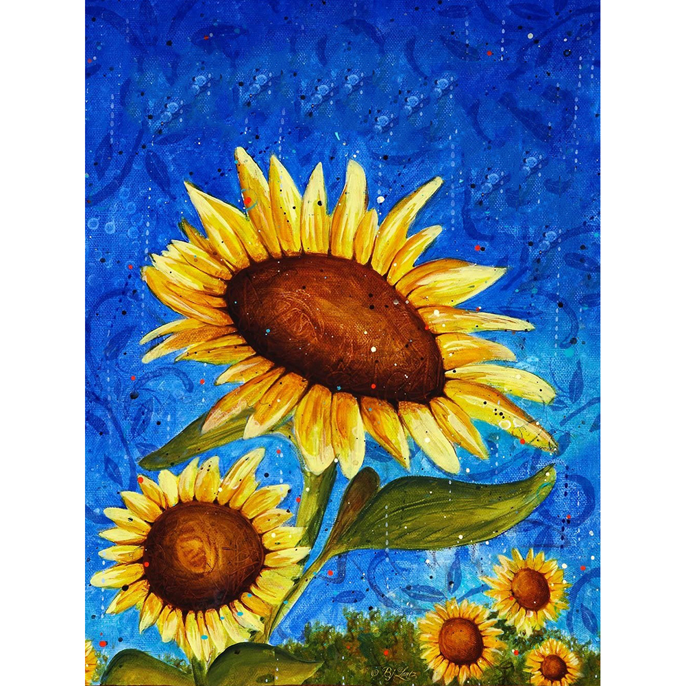 

30*40CM Round Drill Diamond Painting-Vibrant Flower, 501 Original