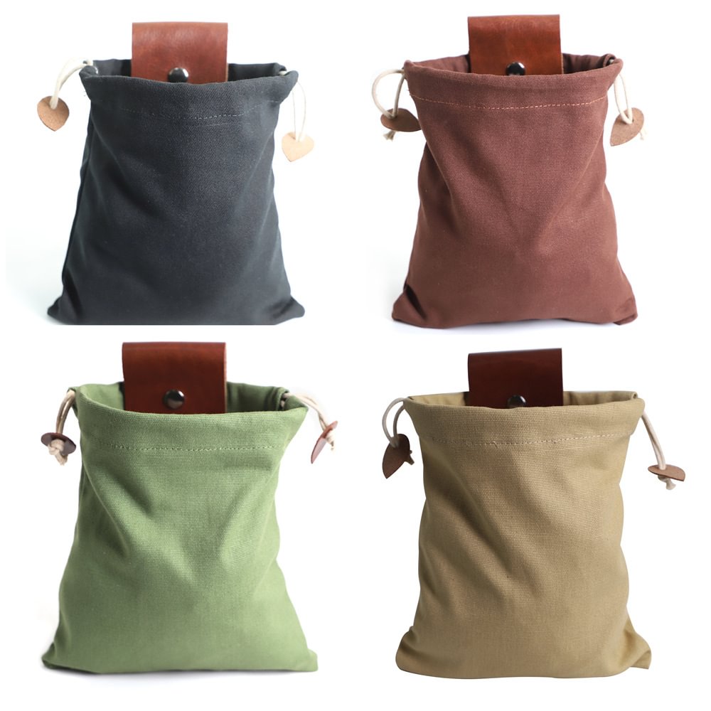 Rory Collapsible PU Leather Bag Waxed Canvas Foraging Pouch