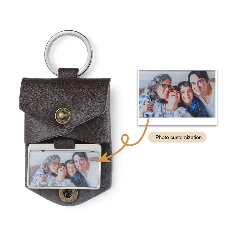 Personalized Leather Keychain Customized with Photo Keychain Gifts for Him/Her