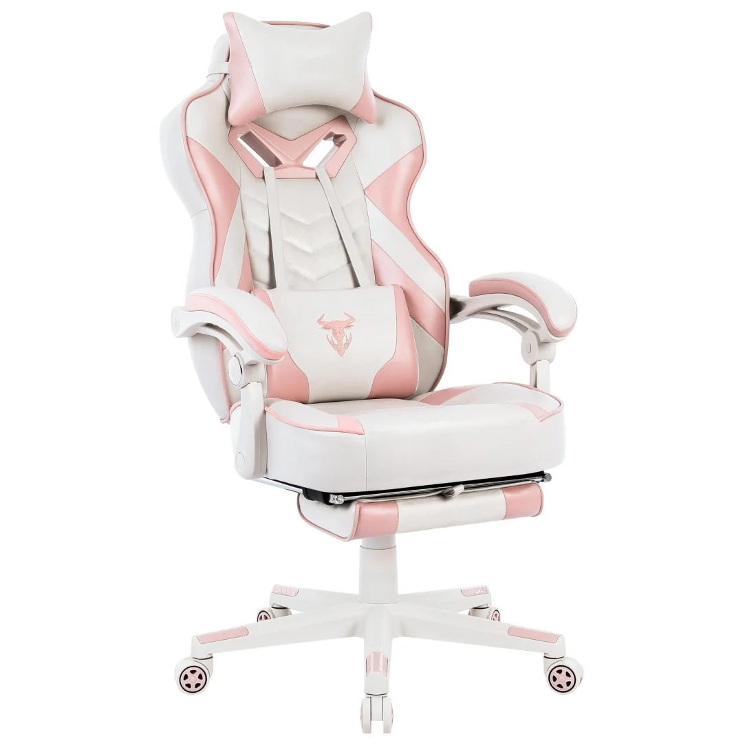 Racing Style Reclining High Back Computer Chair with Footstool