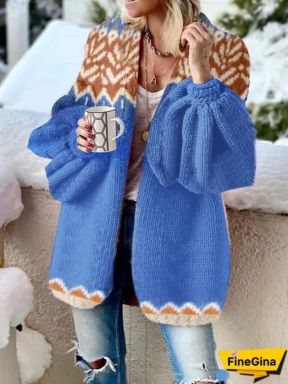 Baggy Blue Long Sleeve Cardigan