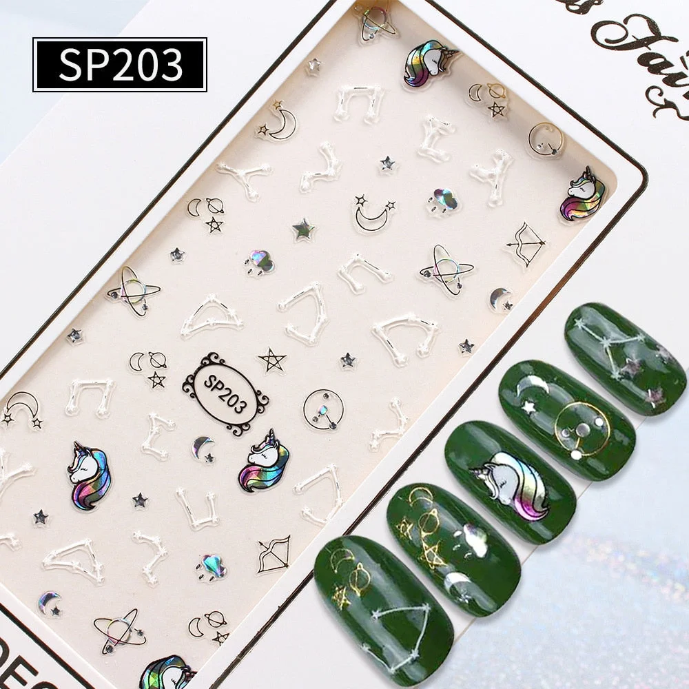 1pc Summer Ocean Whale Jellyfish 3D Self Adhesive Decal Blue Bronzing Manicure Decoration Silver Laser Sticker Beauty Tools