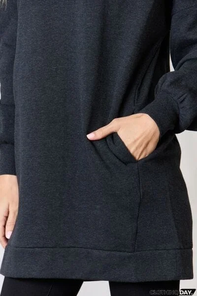 Zenana Oversized Longline Top with Pockets