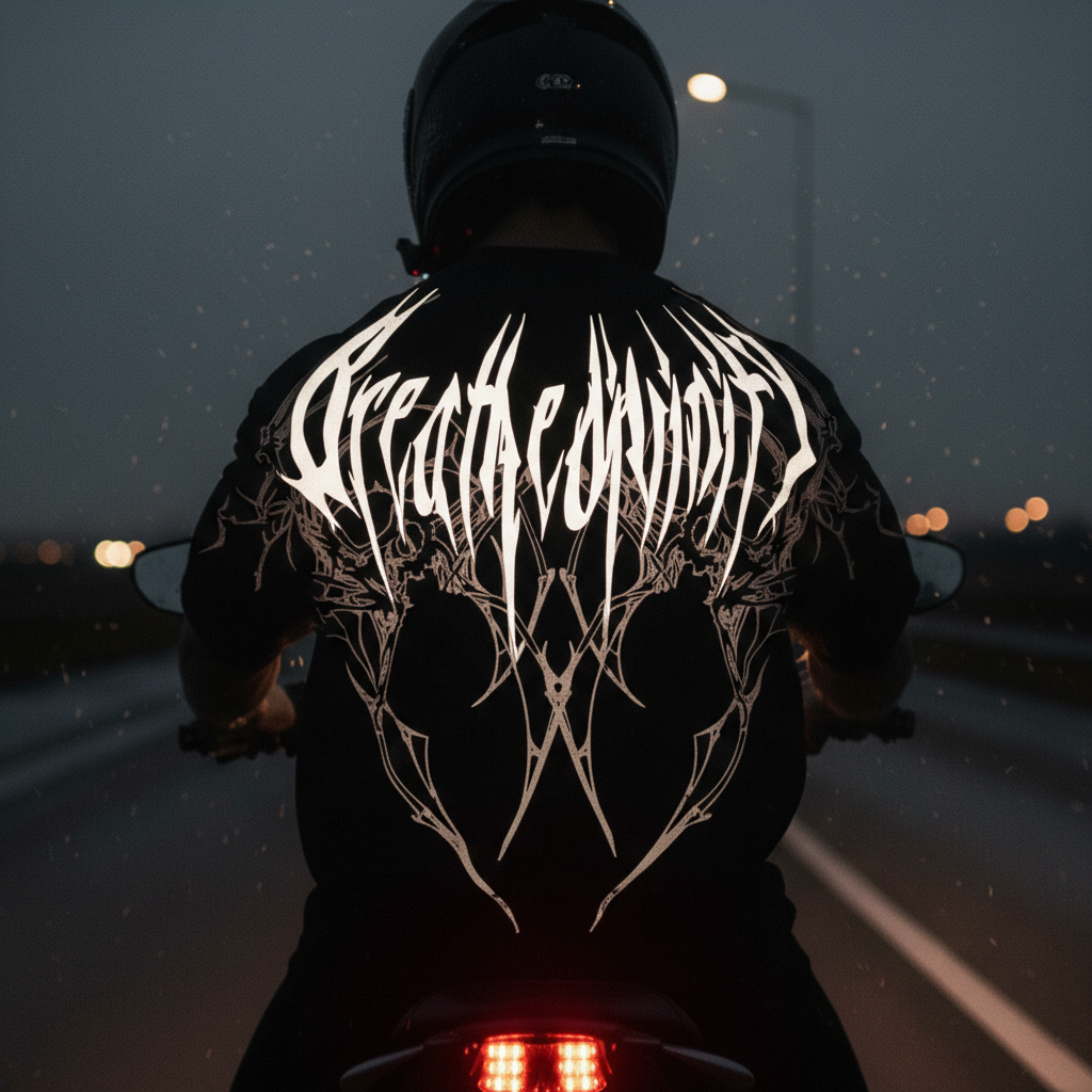 Street Reflective Flame Graphic Print Cotton Oversized Short-sleeved T-shirt