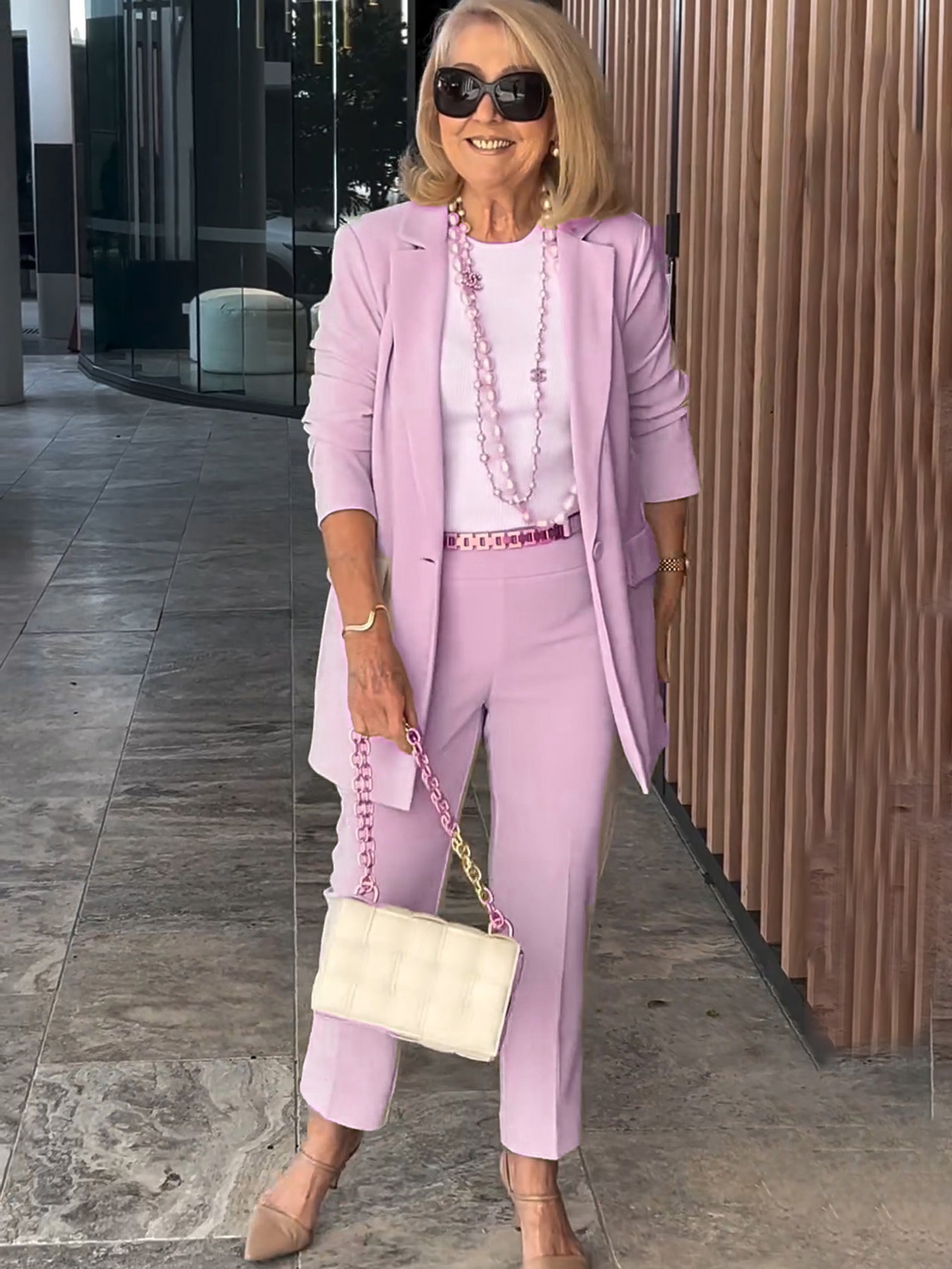 Two-Piece Suit Blazer Coat Pants Gorgeous Neutral Styles Suit