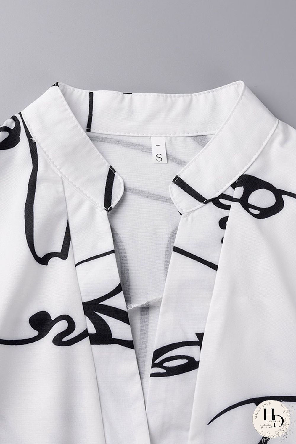 Colour Casual Street Print Patchwork Buckle Mandarin Collar Tops