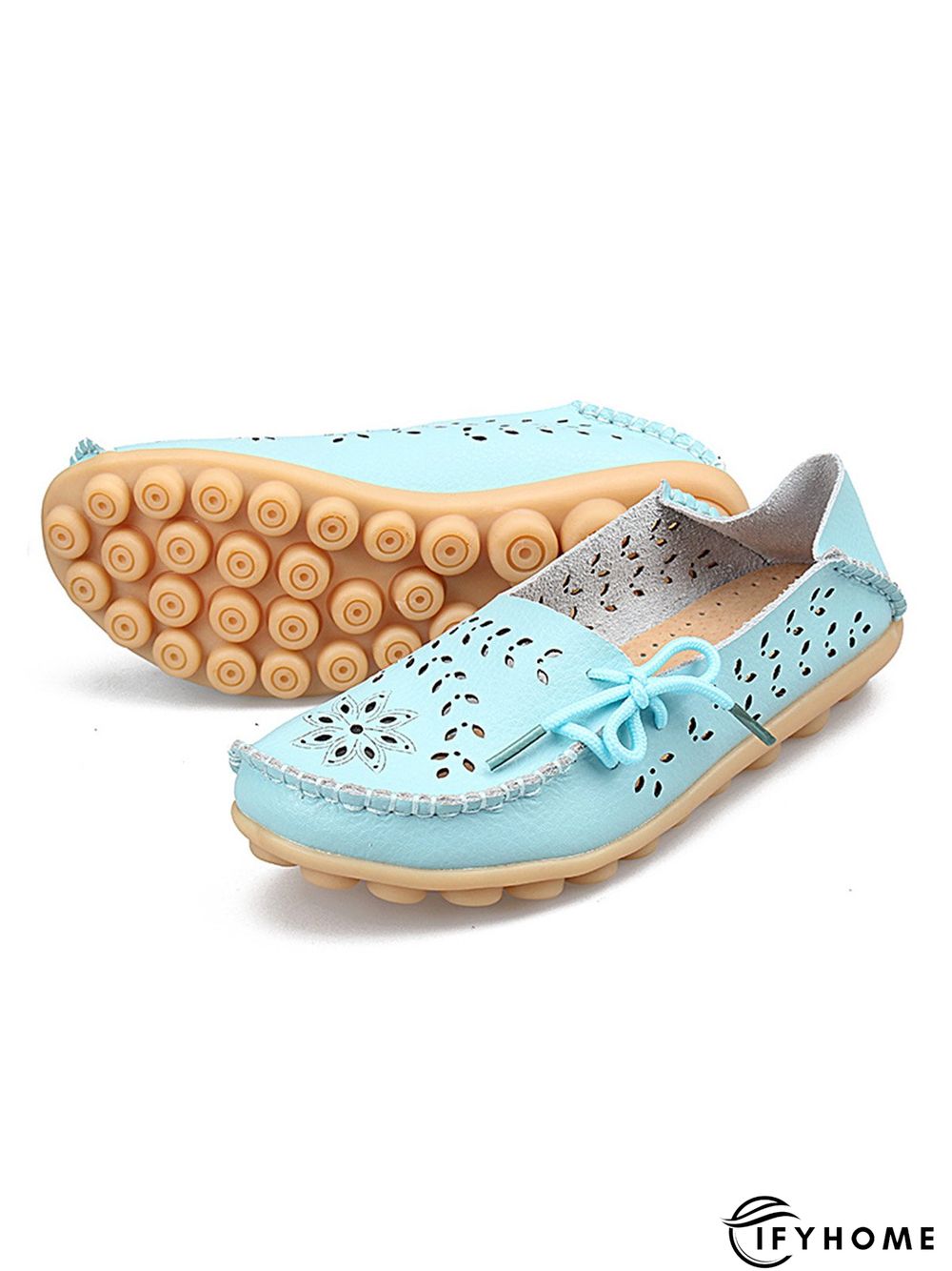 Cowhide Hollow Lace-up Portable Shoes | IFYHOME