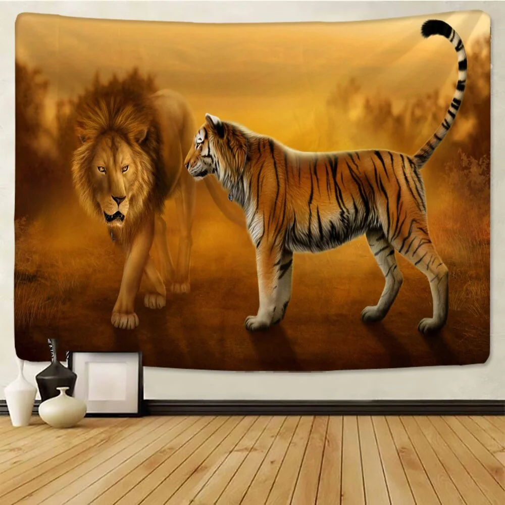 Nigikala tapestry African grassland animals Cartoonwall hanging beach towel thin polyester blanket yoga