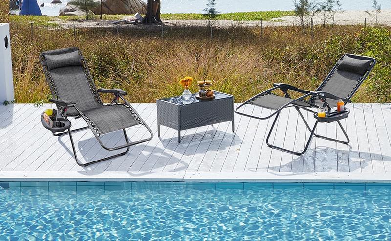 Product Introduction of Yaheetech 2pcs Zero Gravity Recliners. Outdoor Patio Reclining Lounge Chair with Cupholder/Pillow. Set of 2 Foldable Lounge Camping Chair 7