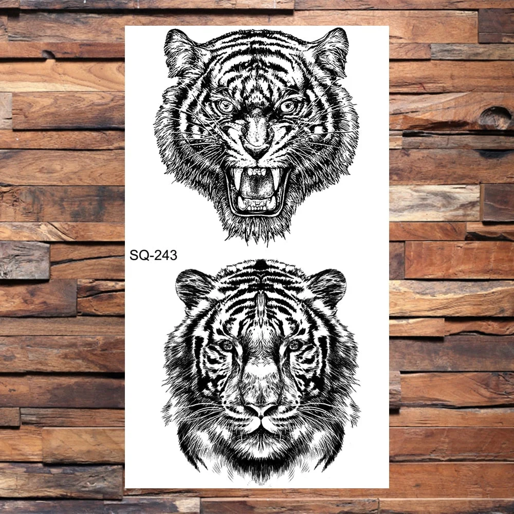 Crown Temporary Tattoos For Women Men Realistic Cross Sword Angel Wings Thorns Fake Tattoo Sticker Body Waterproof Tatoos Black