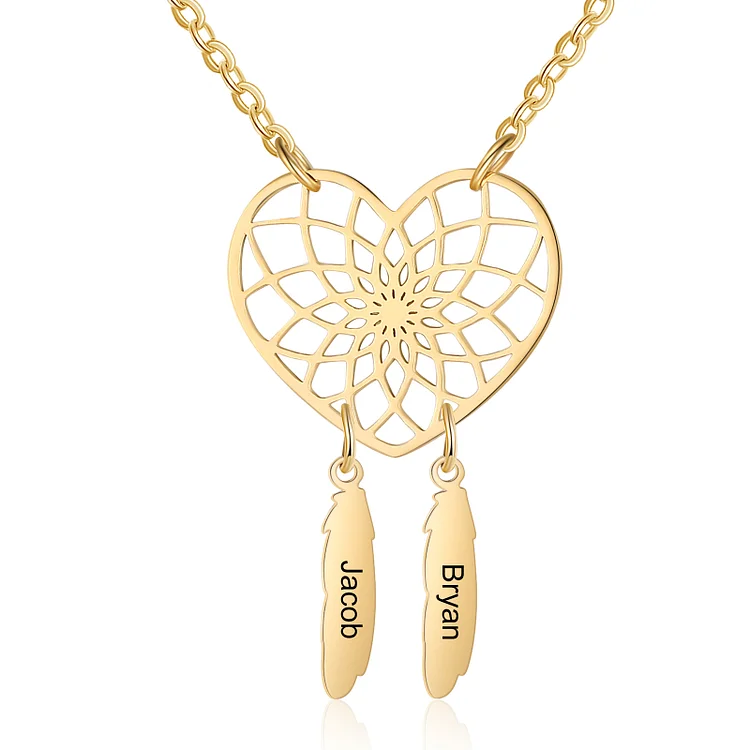 Collar de Atrapasueños Genealógico 2 Nombres Personalizados